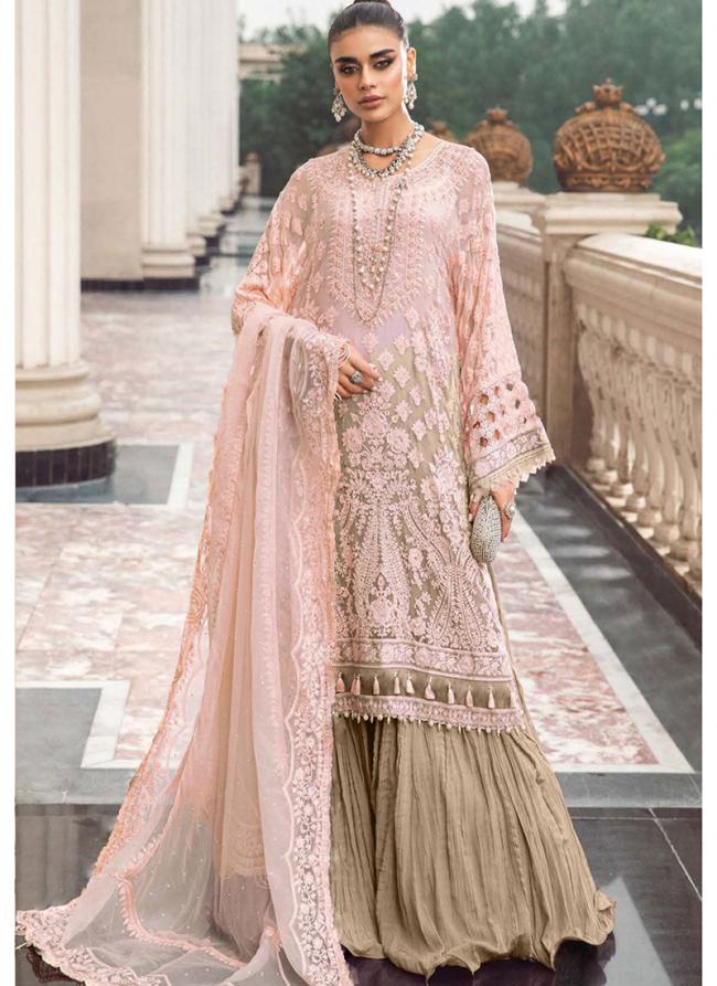 Georgette Brown Party Wear Embroidery Work Pakistani Suit